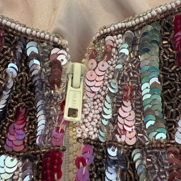 Vintage Scala Sequin Strapless Beaded Corset Top with Geometric Pattern - Picture 4 of 14